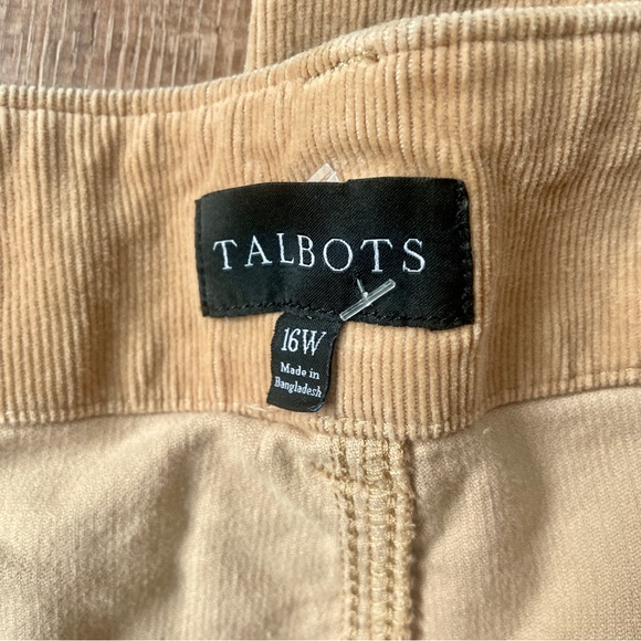 Talbots Tan Wide Leg High Rise Corduroy Pants 16W - Picture 2 of 11